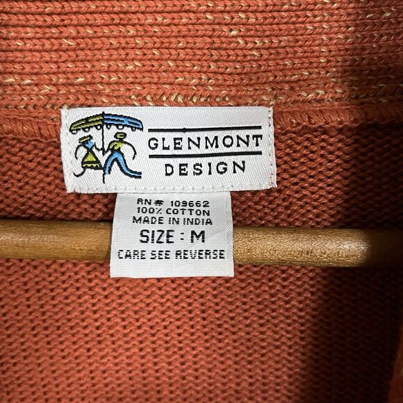 Beautiful Glenmont Design Orange Women’s Medium Sweater Large Buttons Lagenlook - Picture 2 of 6